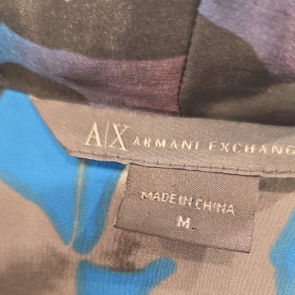 A/X Armani Exchange Silk Red and Blue Patterned Blouse - Picture 2 of 15